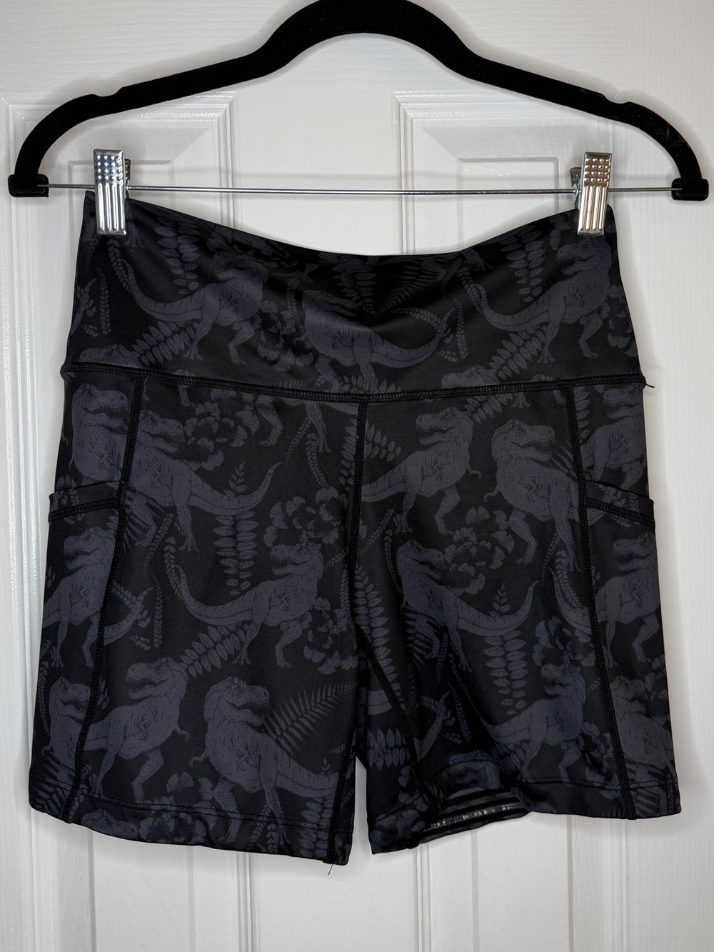 CVG Women’s High-Waist Black T-Rex Active Shorts